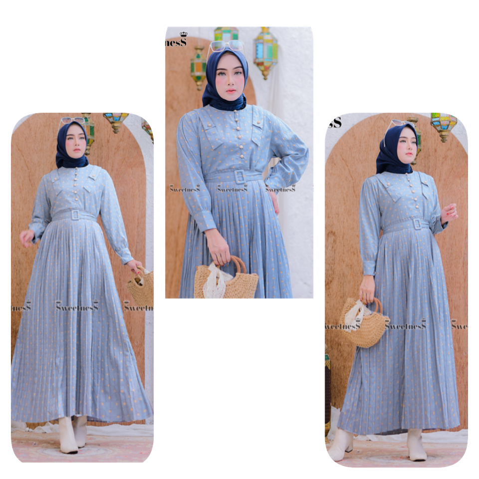 GAMIS CRINKLE PREMIUM MOTIF POLKADOT KECIL#SS225