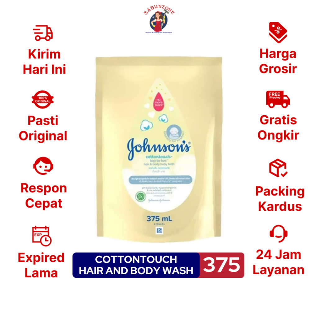 Johnson Baby Hair &amp; Body Baby Bath Cotton Touch Top To Toe Sabun Mandi 2in1 Bayi 375 ml