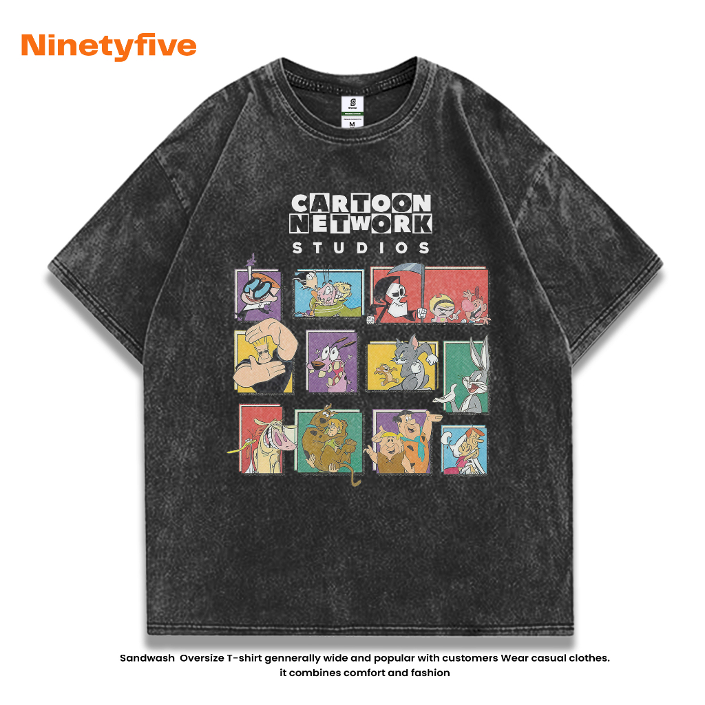 T-shirt Cartoon Network 90s Classics Vintage Oversize Black Washing