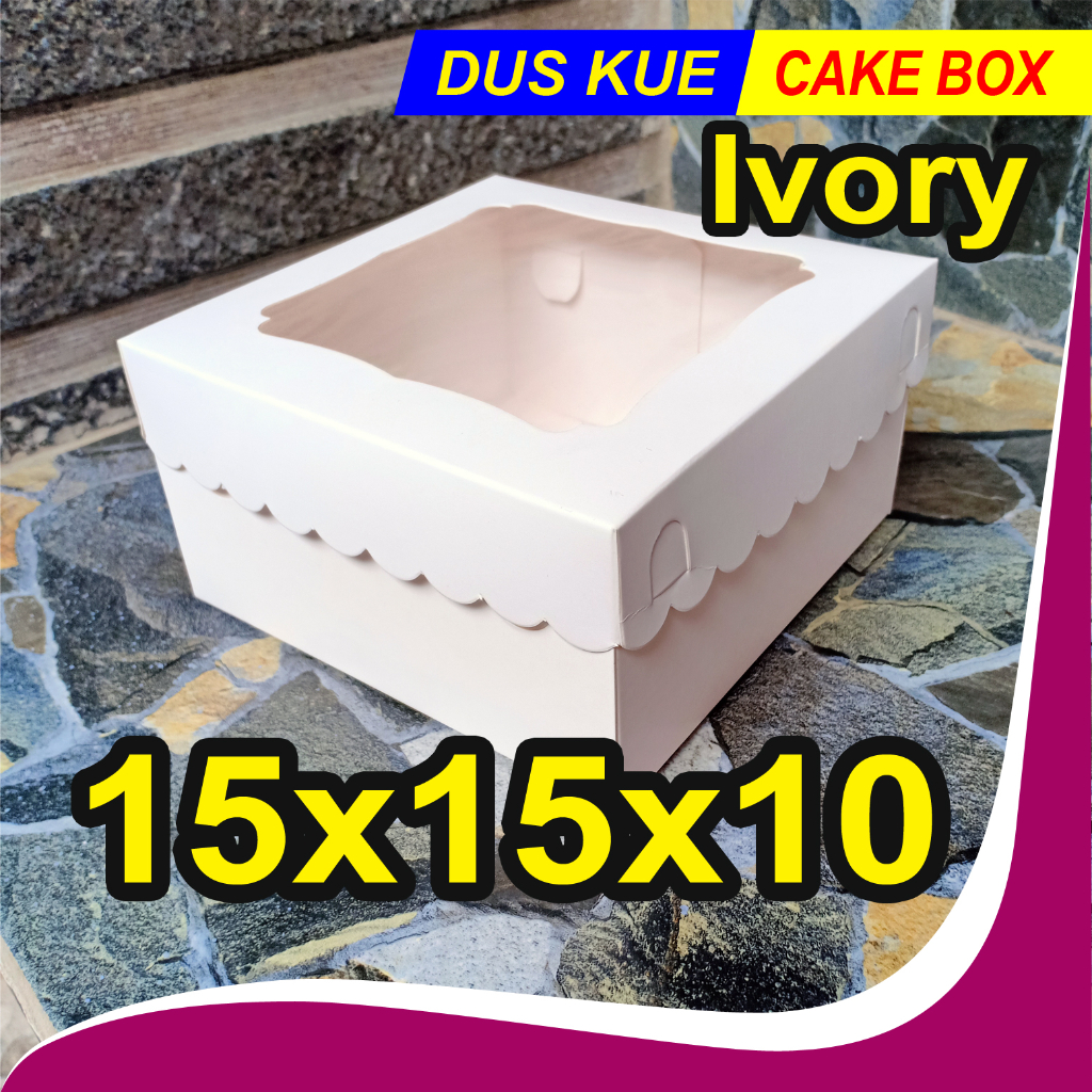 

Dus 15x15x10/ IVORY TUTUP JENDELA / 15x15/ Box Brownis / Kotak Kue Ultah