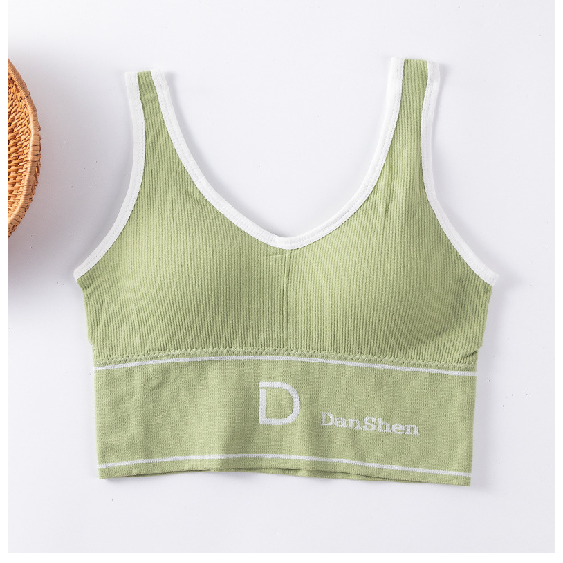 Pakaian Dalam Wanita Bra Polos Yoga Bra Push Up Tanpa Kawat Sport Bra-bra-191 Hijau