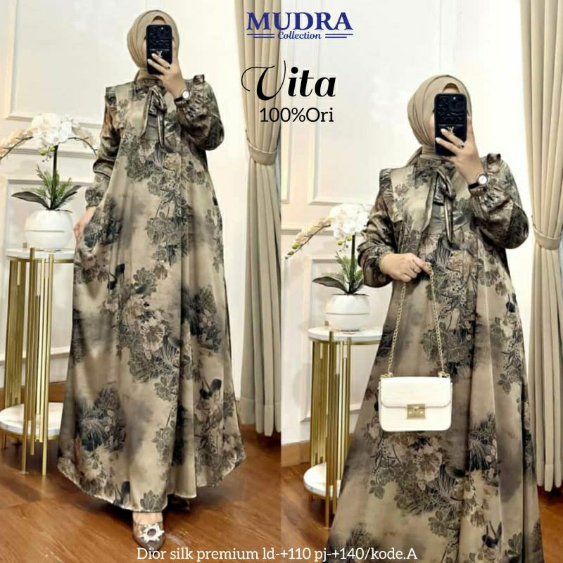 VITA gamis maxy premium dress**bahan dior silk premium*by Mudra collection
