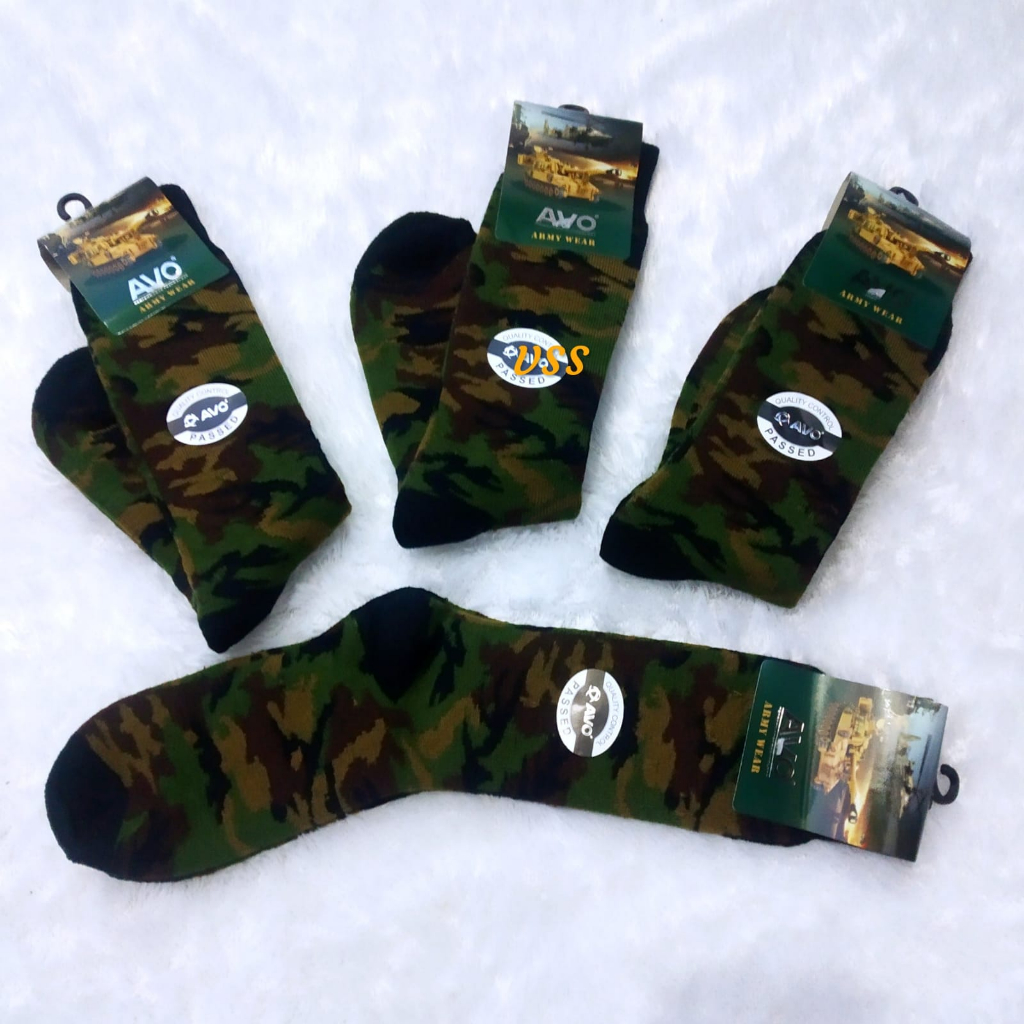 3 PASANG KAOS KAKI LORENG TNI AD ARMY TEBAL PANJANG SETINGGI BETIS BAHAN KATUN SUPER BERKUALITAS PREMIUM