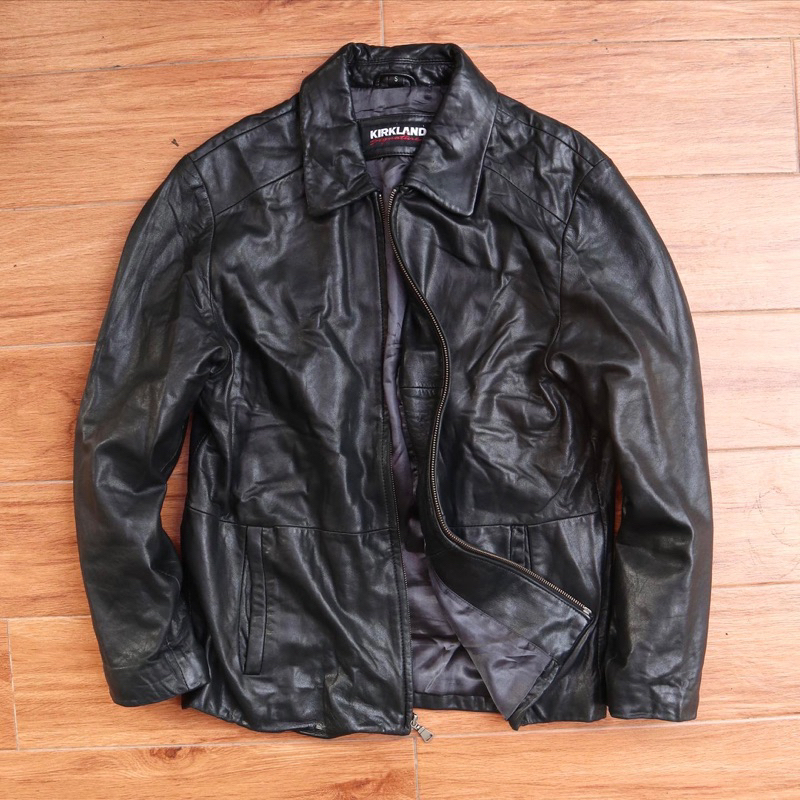 Jaket kulit domba Kirkland slim klasik daun Pl bekas preloved second