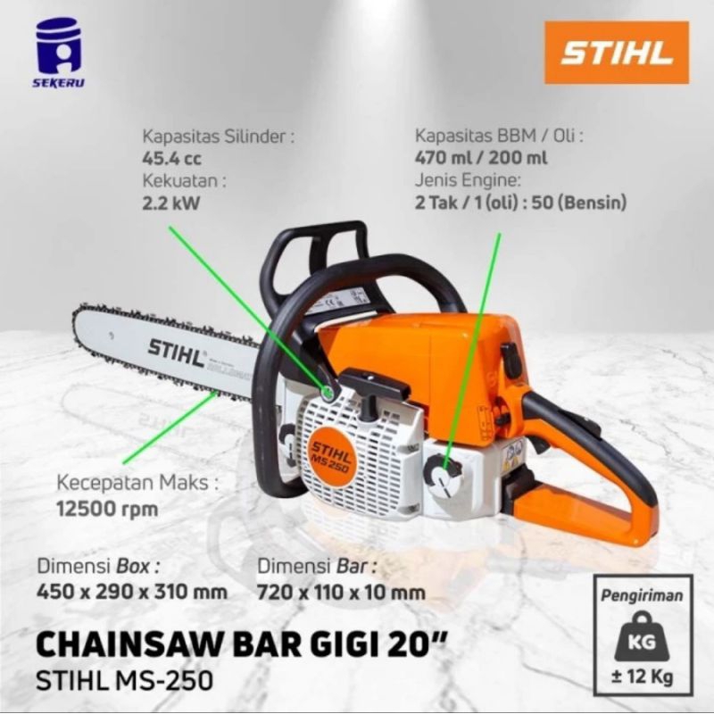 Chainsaw stihl ms 250 Mesin Gergaji kayu 2tak Stihl ms 250 ORIGINAL
