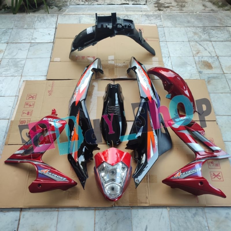 FULL BODY HALUS KASAR SUZUKI SATRIA FU THAILAND FU LAMA MERAH HITAM + STRIPING