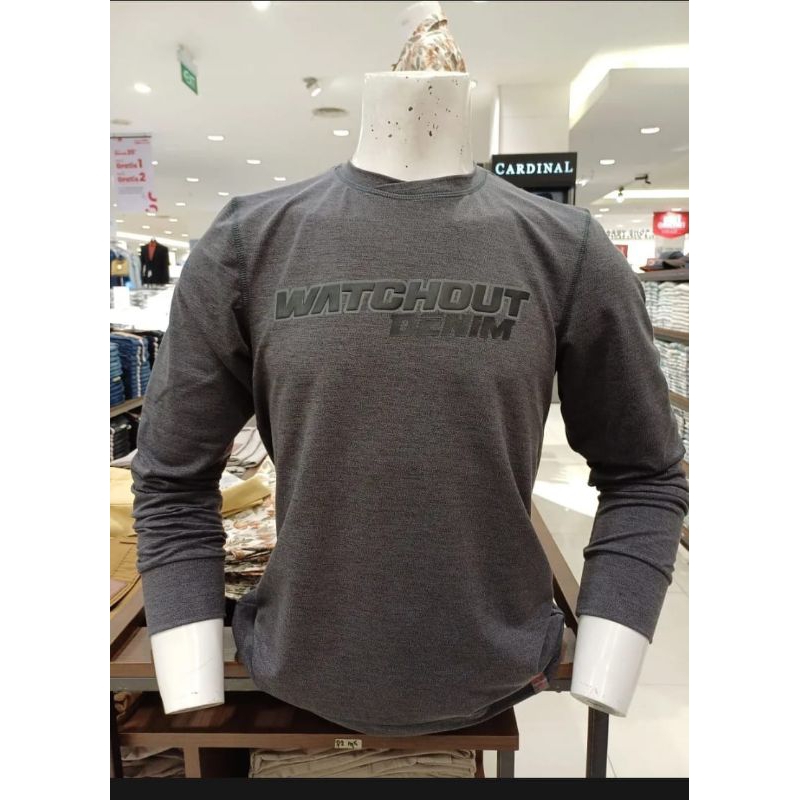 T-SHIRT KAOS WATCHOUT ORIGINAL PRIA LENGAN PANJANG ABU