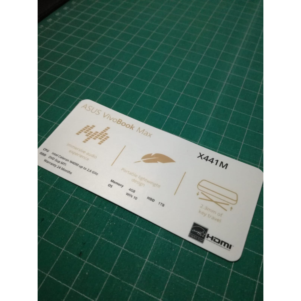 Stiker Spesifikasi Laptop Asus X441M