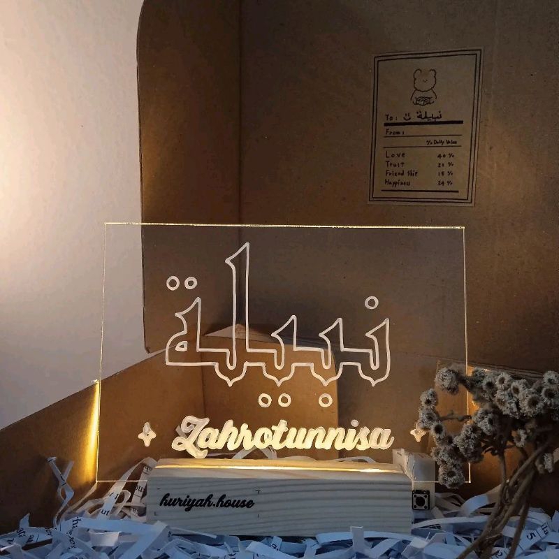❗TERMURAH❗Acrylic Akrilik lettering kaligrafi nama Arab kado ultah wisuda lampu tidur akrilik