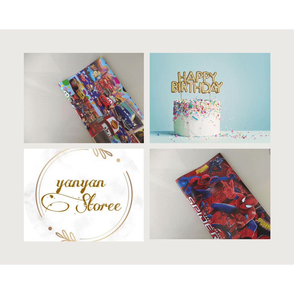 

KERTAS KADO GLOSSY MOTIF LAKI LAKI SPIDERMAN DORAEMON TAYO AVENGERS TAYO