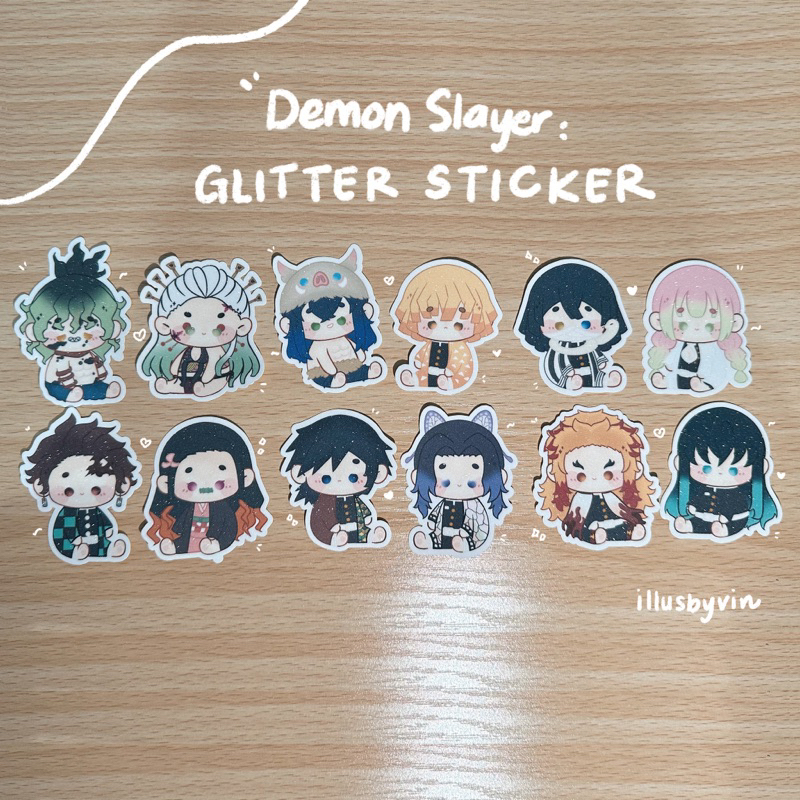 

Demon Slayer Kimetsu no Yaiba Plush Series Glitter Sticker Pack Stiker