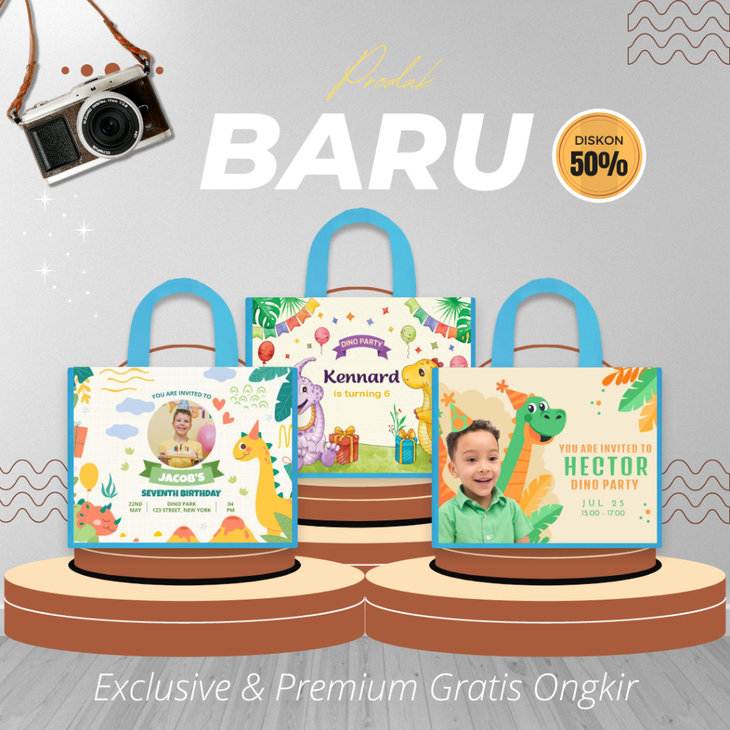 

Tas Ultah Dinosaurus Tas Birthday Kids Tas Souvenir Custom Premium Bag Tas Jajan Snack Bungkus Kado Kemasan Tas Box KFC Tas Bekal