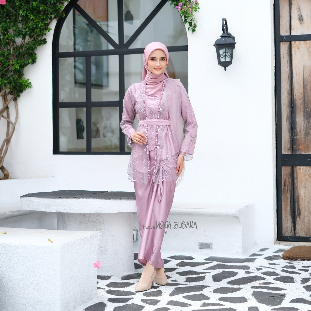 Kebaya Modern Suhita Satu Set Setelan Atasan Rok Dan Selendang Queenbee Baju Pesta Wisuda Kondangan