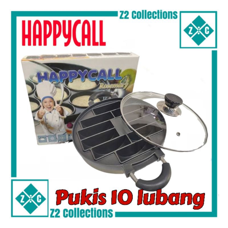 HAPPY CALL 10 Lubang Pukis cetakan kue Pancong loyang kue bandros Snack Maker kue rangi Plus Tutup K