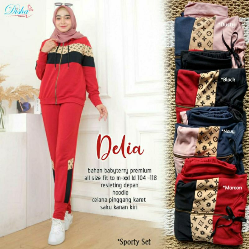 DELIA sports set**bahan babytery premium*by ori berlabel Disha collection