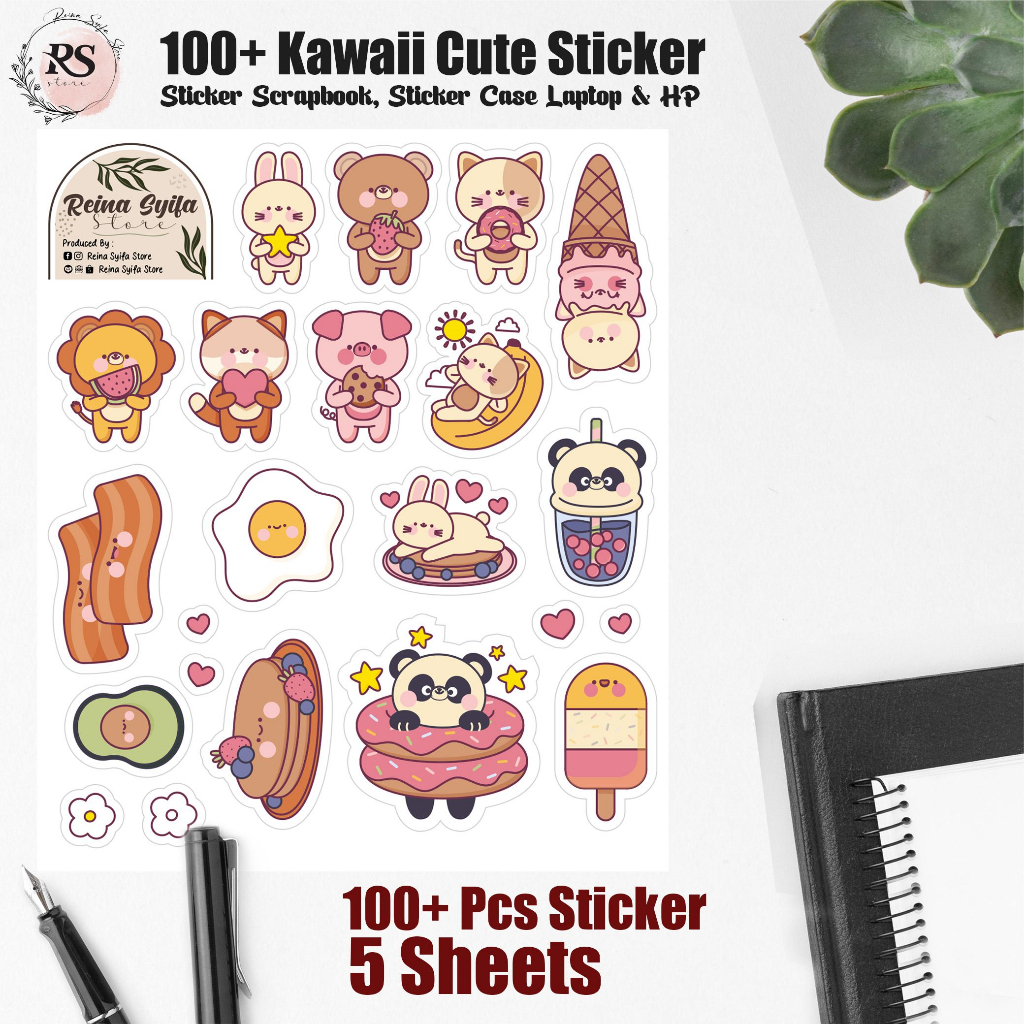 

Kawaii Scrapbook Sticker 100+ pcs Cute Scrapbook - Journal - Sticker Case Laptop HP