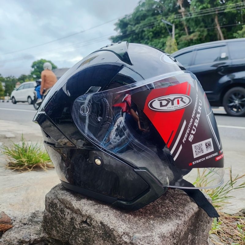 HELM DYR SUBARU hitam glossy solid harga ramah