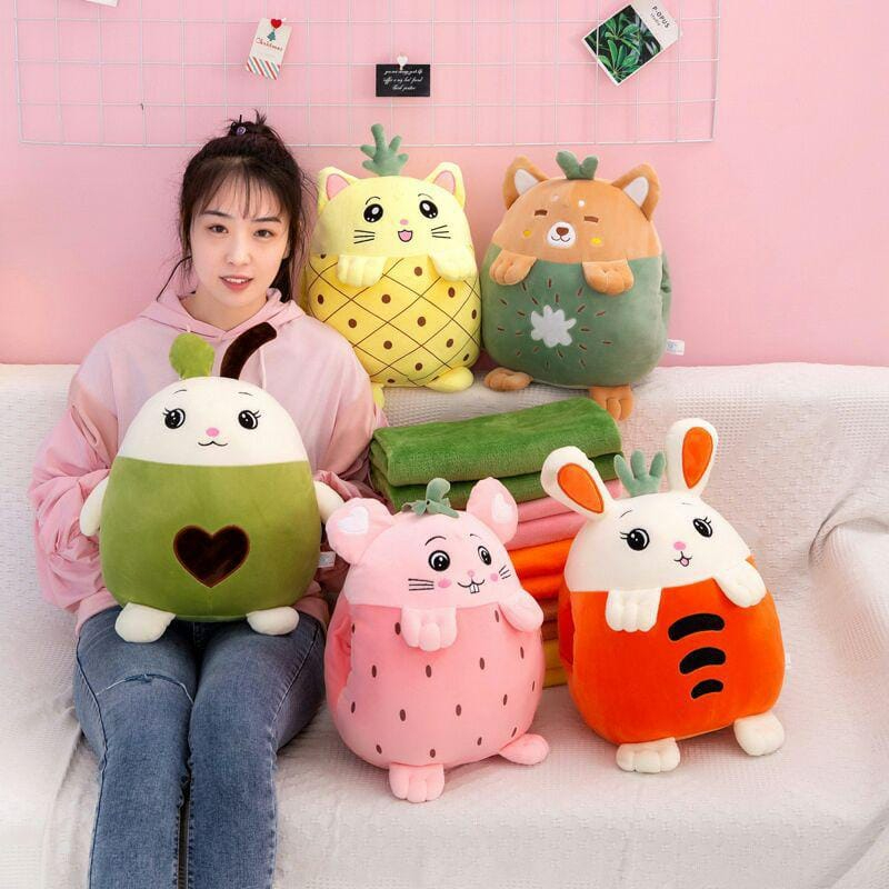 Bantal Selimut Boneka Karakter Buah / Balmut Boneka Lucu Lembut