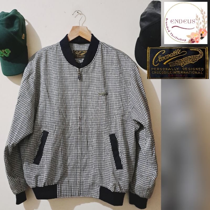 JAKET BOMBER VINTAGE CROCODILE OVERSIZE XXL MOTIF TARTAN