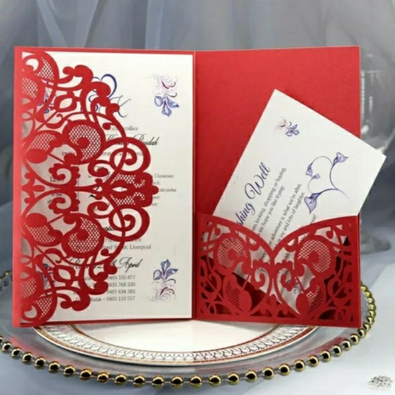 Undangan Papercut 082A Undangan Pernikahan Ulang Tahun Wedding Invitation Wedding card Kertas Jasmin