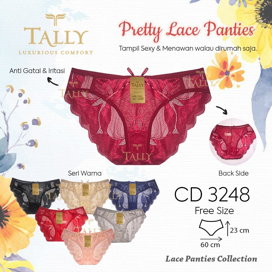 3pcs/6pcs/12pcs Celana Dalam Wanita Renda Transparan Tally 3248 | CD Renda Transparan | CD Seksi