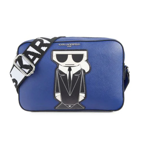 KARL LAGERFELD MAYBELLE Faux Leather Camera Crossbody Bag BLUE COBALT Tas Selempang Wanita Biru