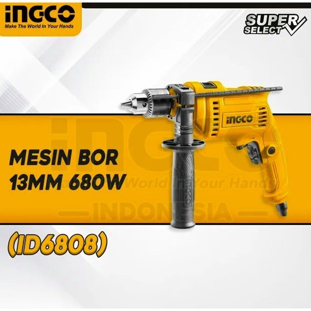 Mesin Bor Listrik Impact Drill 13 mm 680W INGCO ID6808 - Bor Tembok