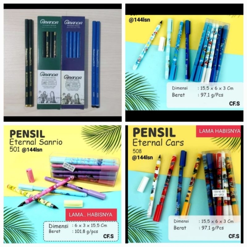 

12 Pcs / 1 Lusin Pensil Kayu 2B Squessy Amanda/ Pensil Eternal Tanpa Rautan Ajaib Abadi Anti Patah Tidak Bisa Habis