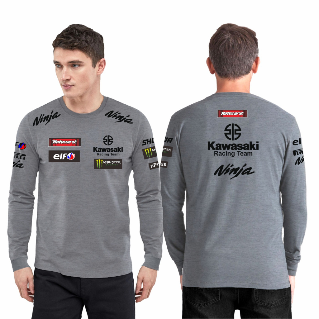 BAJU KAOS LENGAN PANJANG PRIA MOTOGP KAWASAKI NINJA RACING TEAM MOTOR BALAP