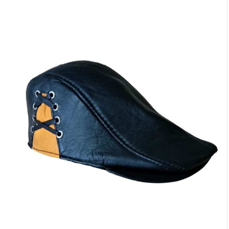 Topi Pet Pria Kulit Asli Model Sulam Topi Copet