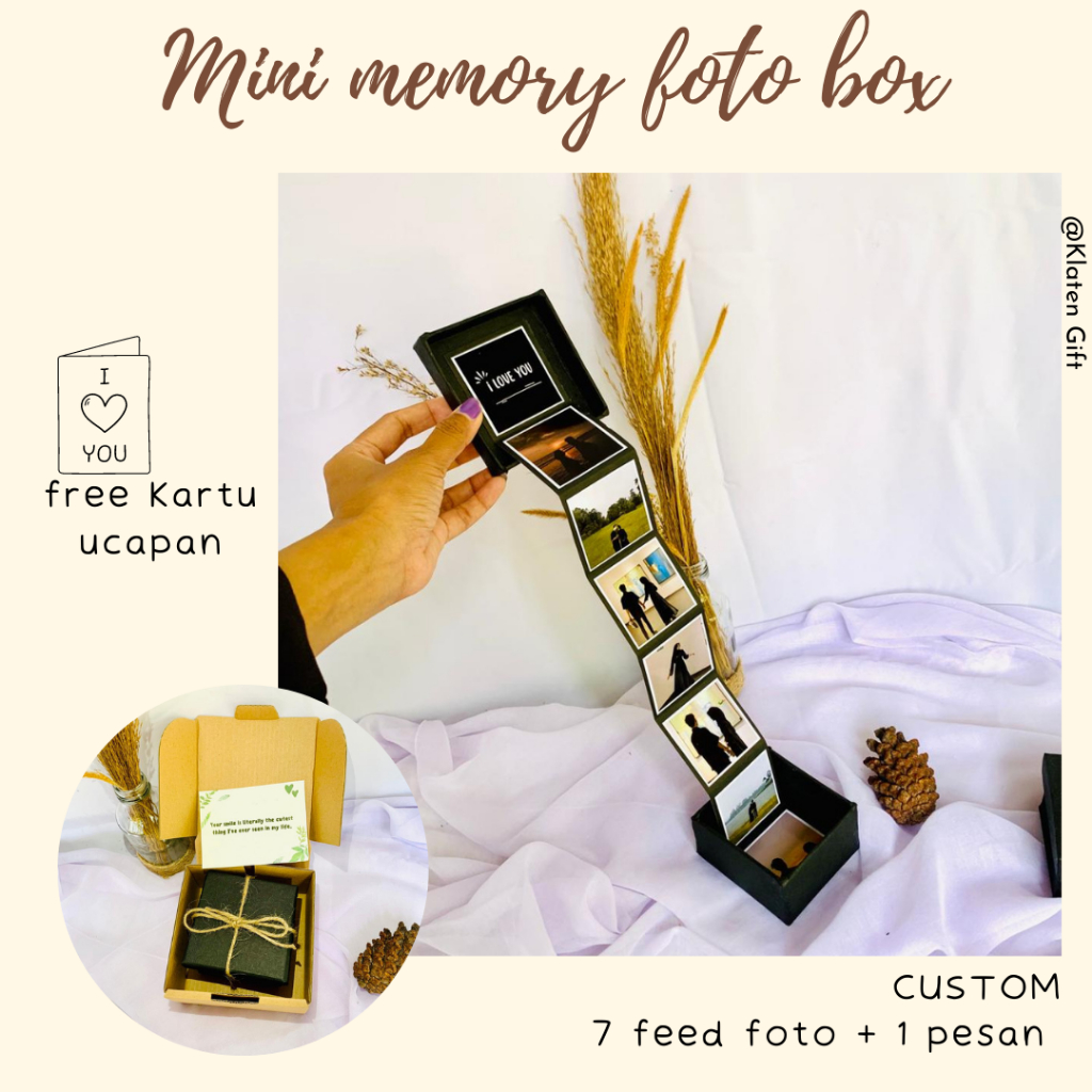 Mini Memory Photo Box 8 Kotak Foto / Mini Memory Box / Hadiah Anniversary / Kado Cowo Cewe Ultah Custom