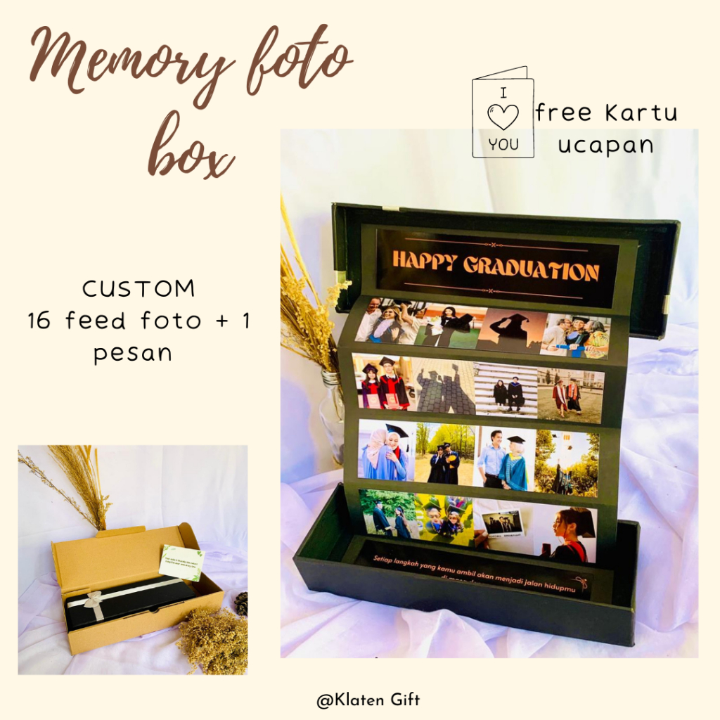 Kado Memory Foto Box Hadiah Anniv / Anniversary Custom Foto Aesthetic Murah Buat Cowo Cewe