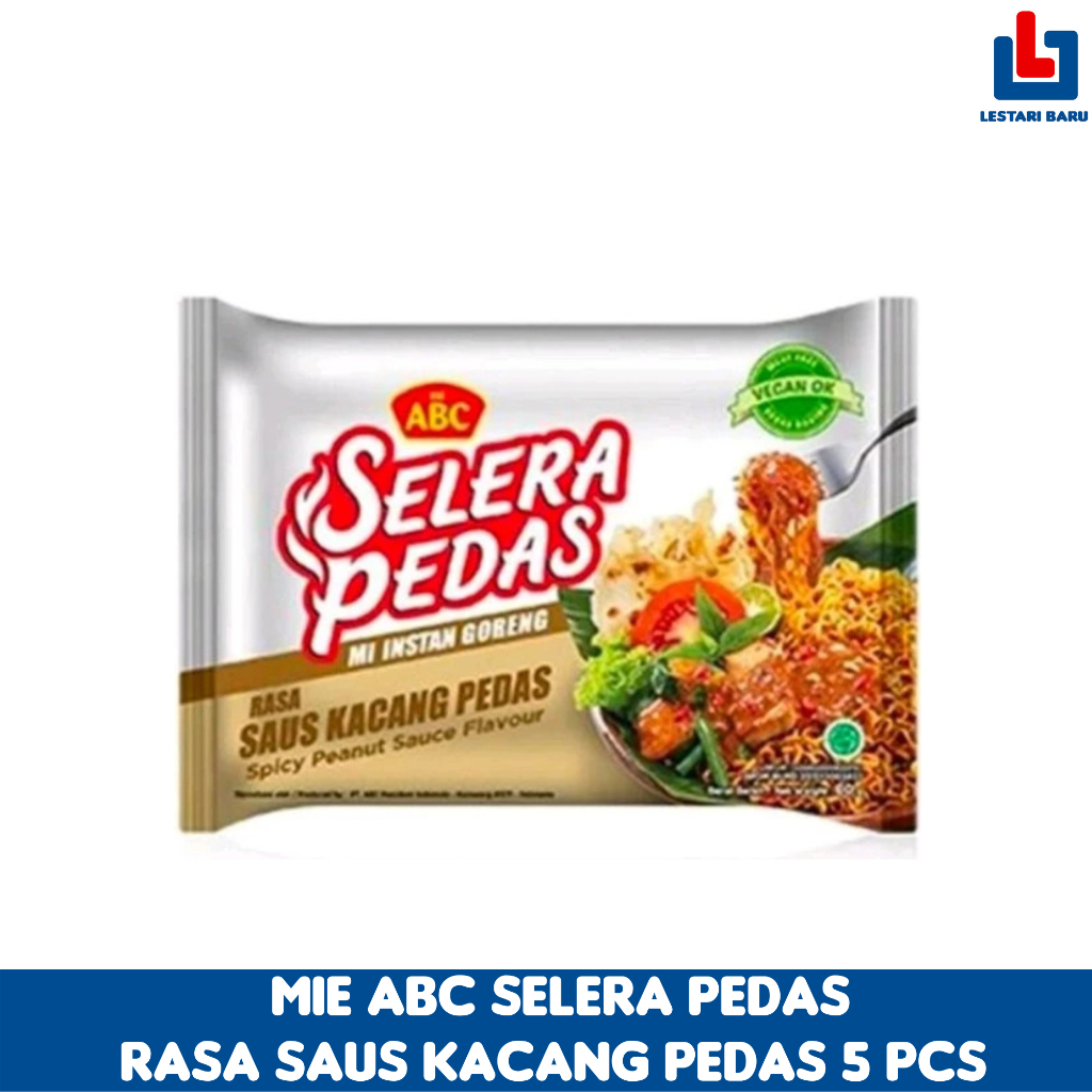 Mie ABC Selera Pedas Rasa Saus Kacang Pedas Mie Instan 5 pcs