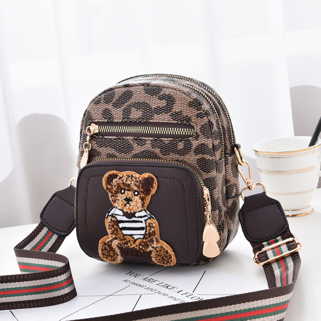 Tas Selempang Wanita Mini Hp Tas Sling Bag Bear Kekinian Tas Import Premiun  WS - ADB 06