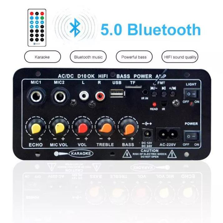 COD 4-10 Inch Speaker Amplifier AC 220V Digital Bluetooth Amplifier Stereo/High Power 100W Vehicle Bluetooth Portal Panel K-Pitch Outdoor Blot Panel/D50/D100