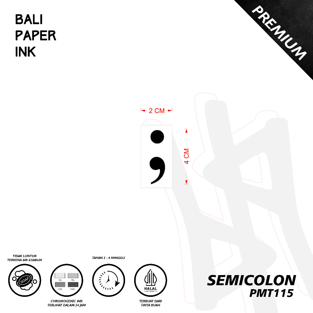 Bali Paper Ink PMT115 Semicolon Fruit Ink Tattoo Temporary Premium Tato Temporer Mini Tato - Tato Le