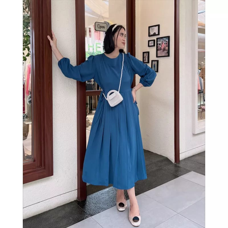 Ghea Long Dres Wanita terbaru 2023  Midi Dres Korea style