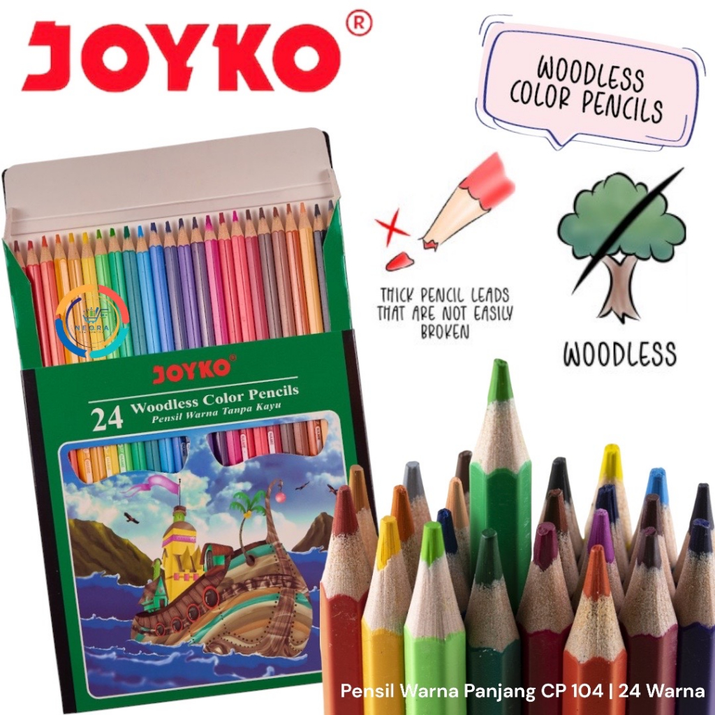 

Joyko Pensil Warna Kelir/Woodless Color Pencils CP-104 (isi 24warna)