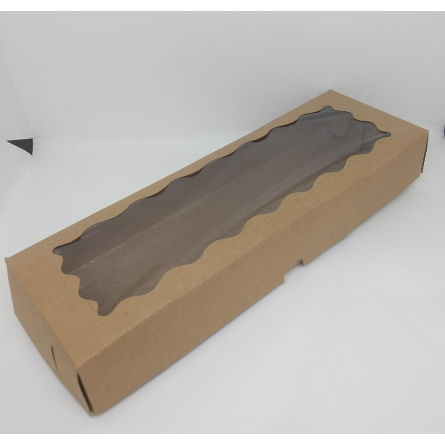 

10pcs KOTAK BROWNIES BOX JENDELA MIKA 30X10X5 KRAFT COKLAT LAMINASI