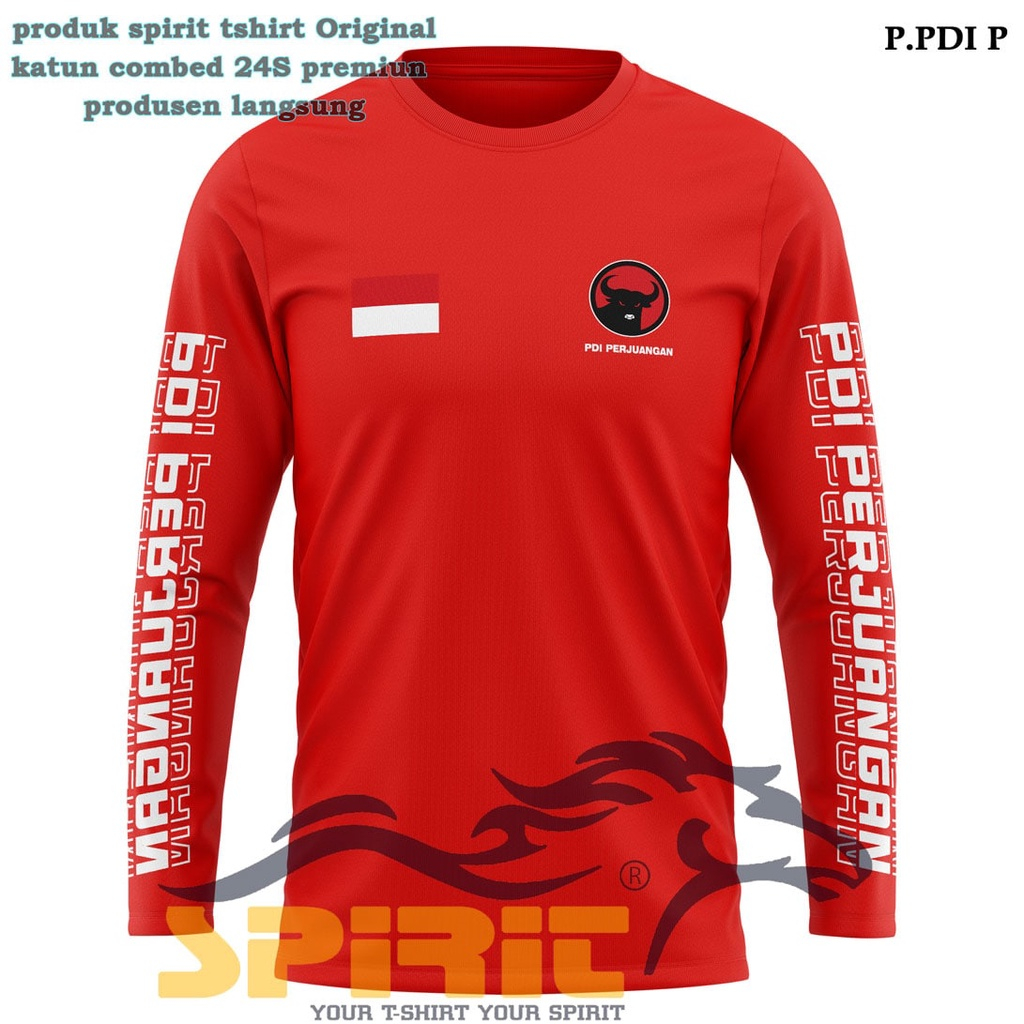 baju partai PDI Perjuangan pria wanita lengan panjang premium kaos logo partai PDI distro sablon DTF