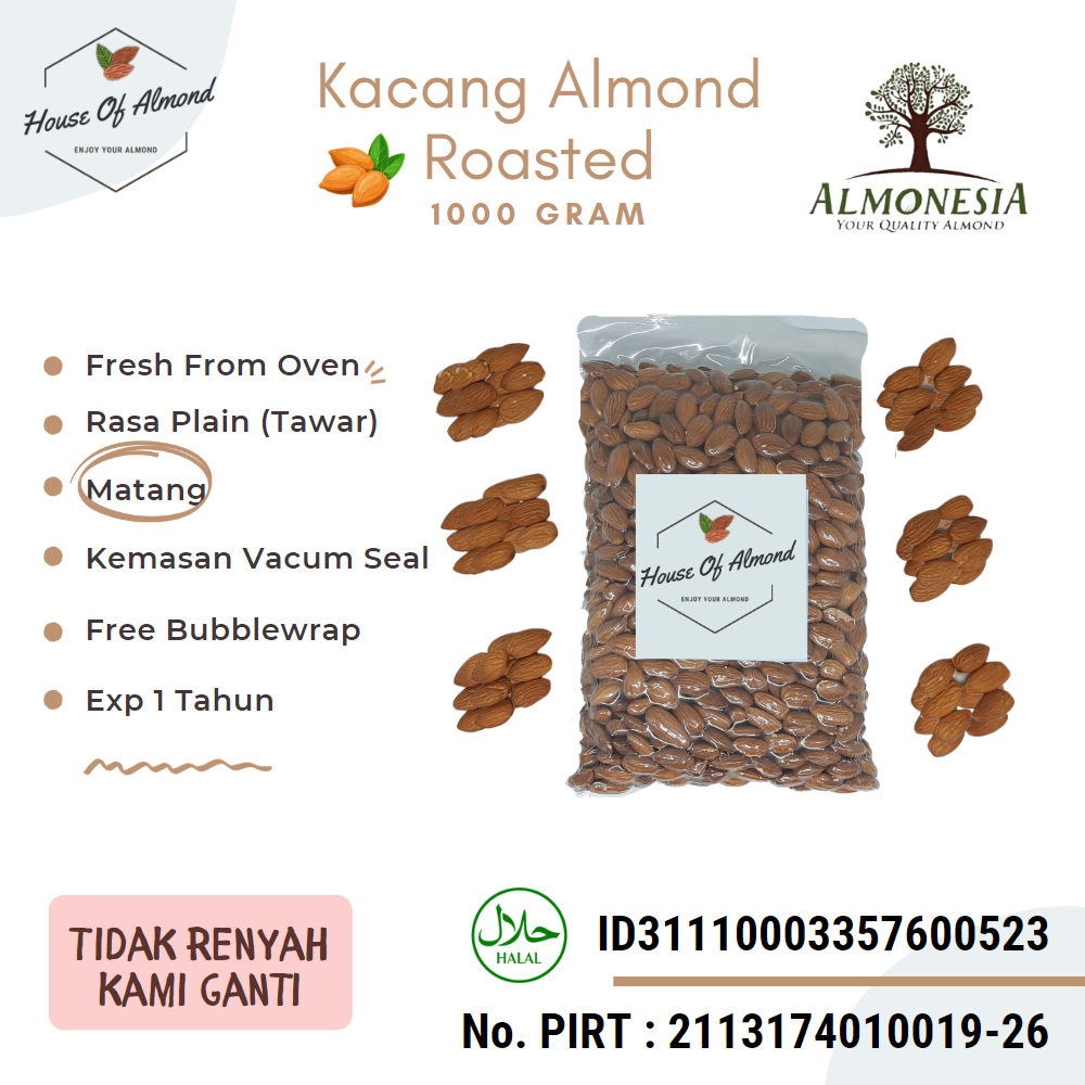 

Kacang Almond Panggang 1kg almonesia kualitas premium