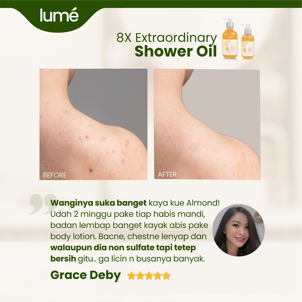 (Free Emas) LUME 8x Extraordinary Shower Oil Body Wash Sabun Mandi NON SULFAT SLS LUMECOLORS