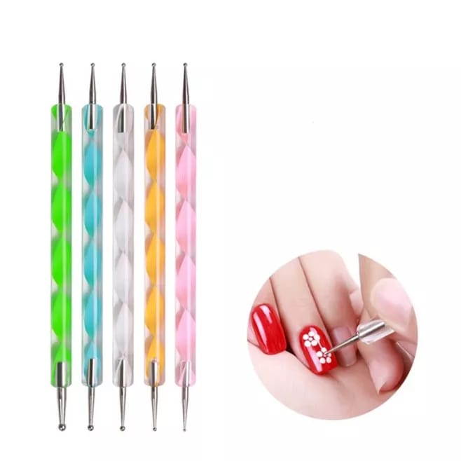 NAIL ART DOTTING isi 5 ALAT  GAMBAR TITIK NAILART PEN PENGHIAS KUTEK GEL / PAINTING NAILART