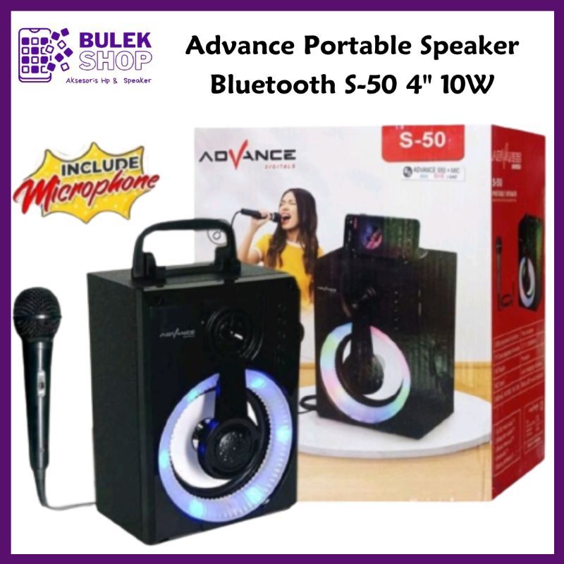 Advance Portable Speaker Bluetooth S-50 4" 10W | Speaker Karaoke Advance
