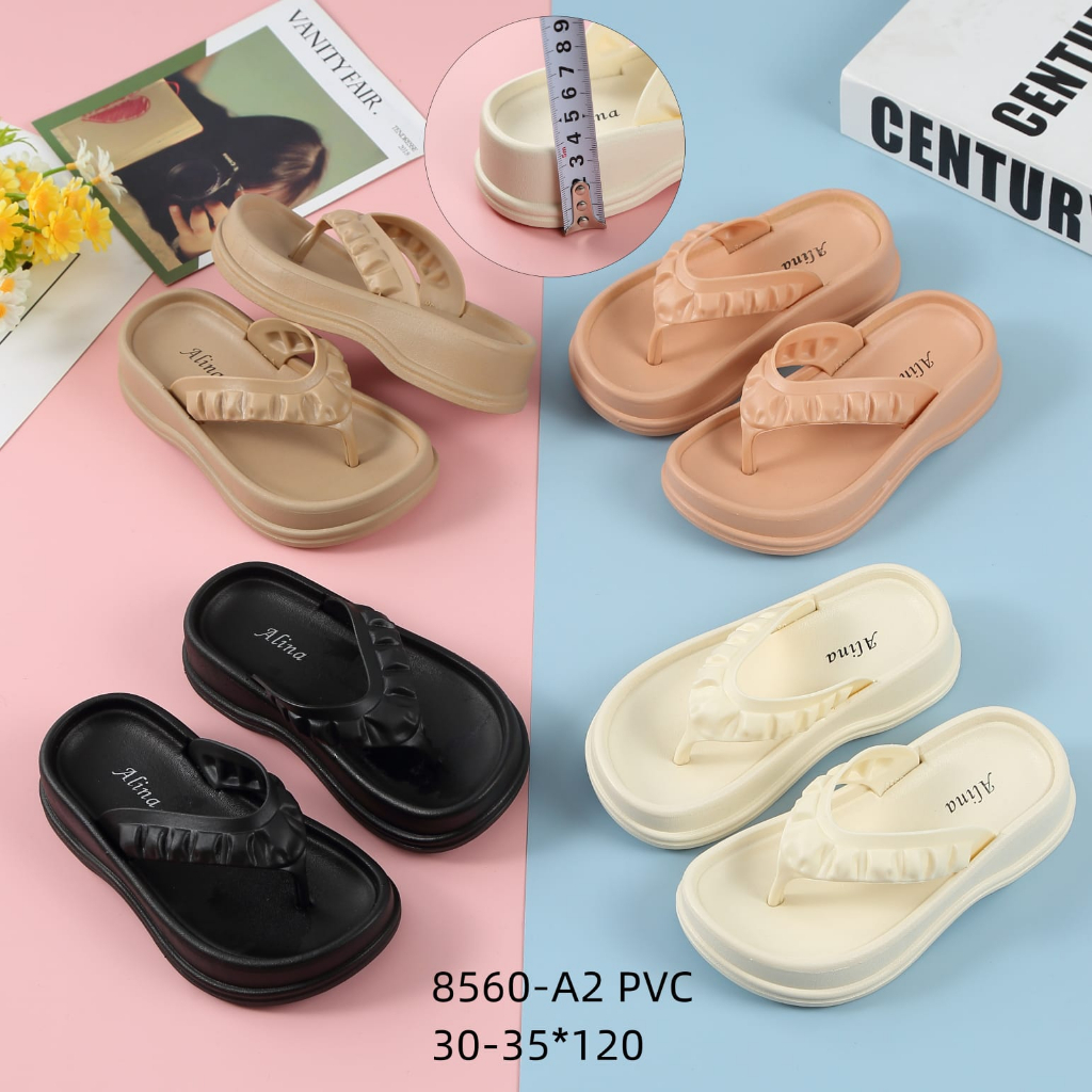 Sandal Jepit Wedges Anak Perempuan Slipper PCU Karet Import Astrid Winola Collection WNL 8560-A1/8560-A2 (30-35)