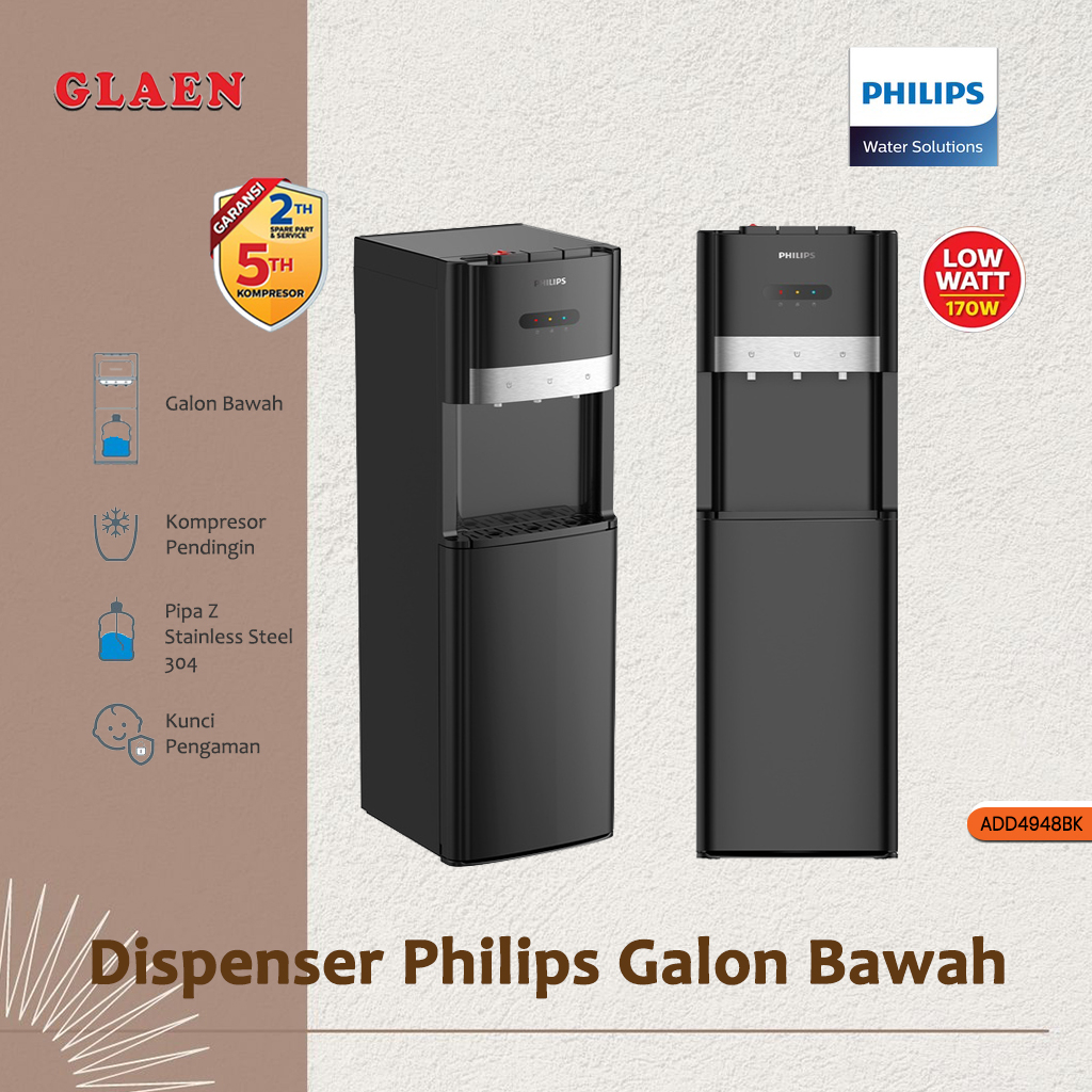 Dispenser Galon Bawah Philips ADD4948BK | Dispenser Air  Non Kompresor Galon Bawah Philips
