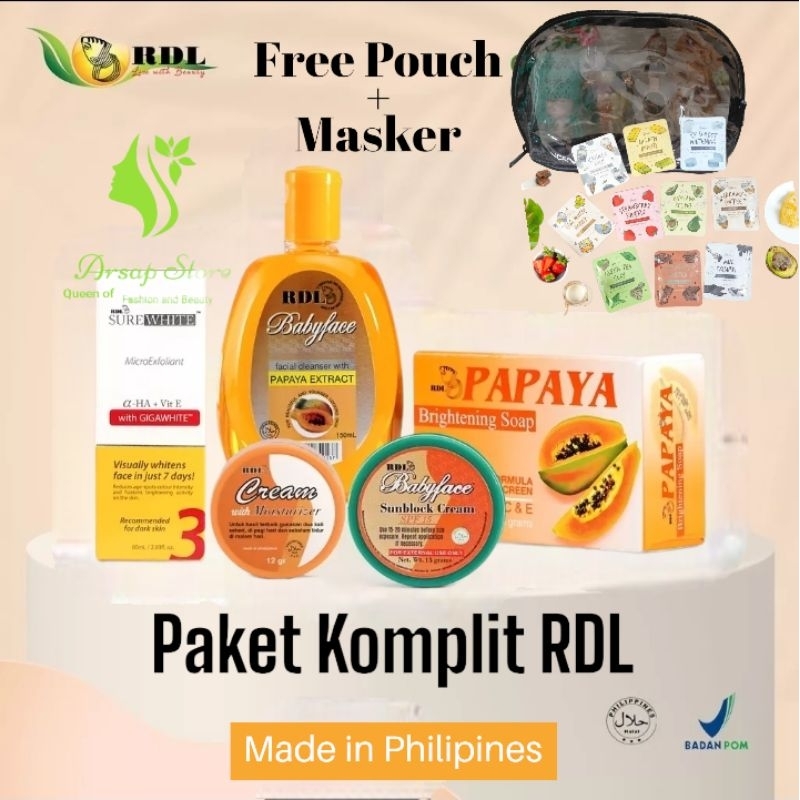 RDL Glowing Original Paket Komplete 5in1 BPOM  + Free Pouch