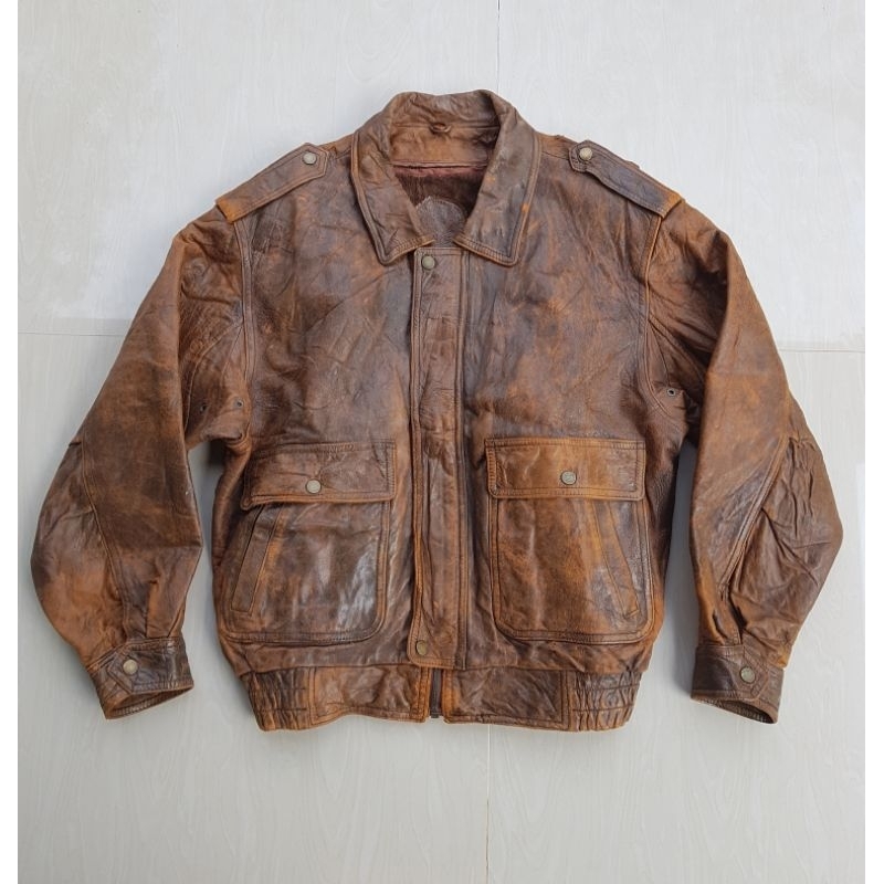 JAKET KULIT ASLI SECOND ORI BOMBER PILOT VINTAGE LAWAS