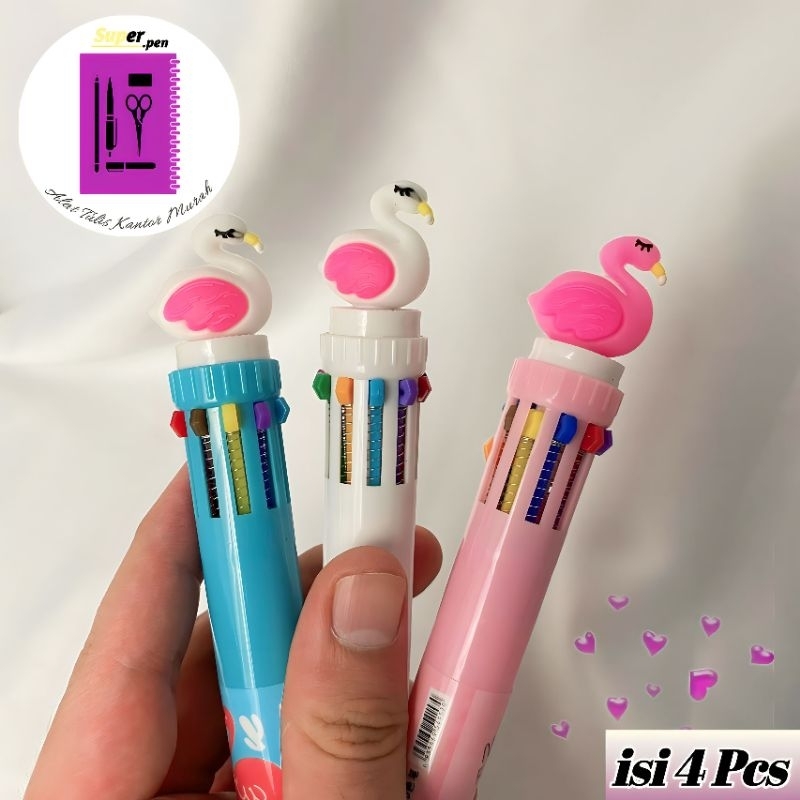 

Pen flamingo 10 warna (4 Biji) PULPEN BOLPEN TEN COLOR ALAT TULIS KANTOR LUCU KADO