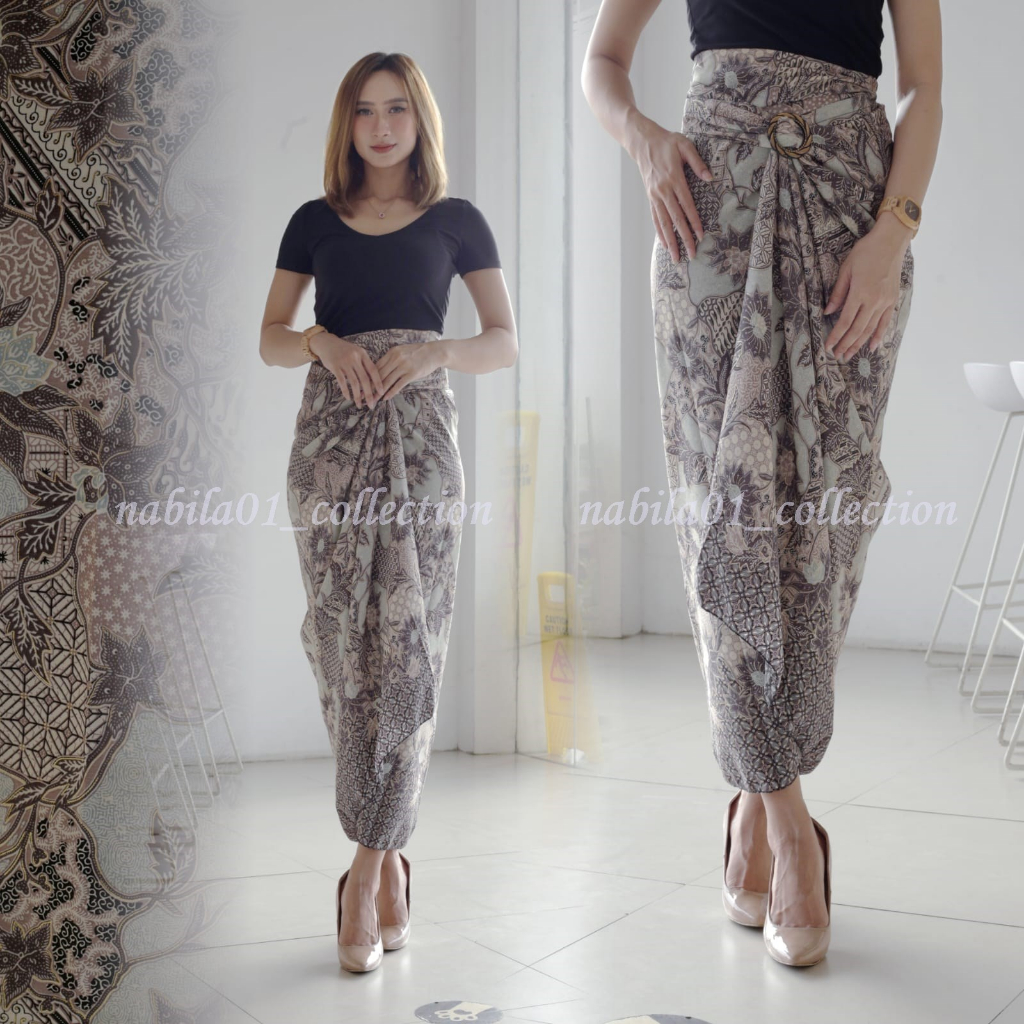 ROK LILIT BATIK PREMIUM GOLD FOIL / BAWAHAN WANITA / MEGA MENDUNG SILVER